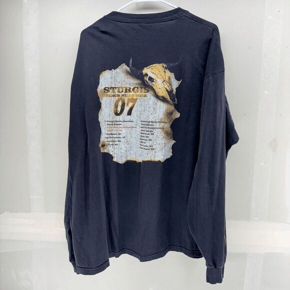 Harley-Davidson Black Hills Rally 2007 Mens 2XL Flame Steer Skull Rushmore Shirt - Picture 3 of 8